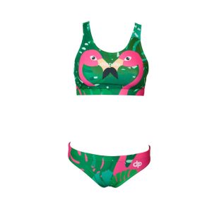 Vastag pántos bikini-Flamingos